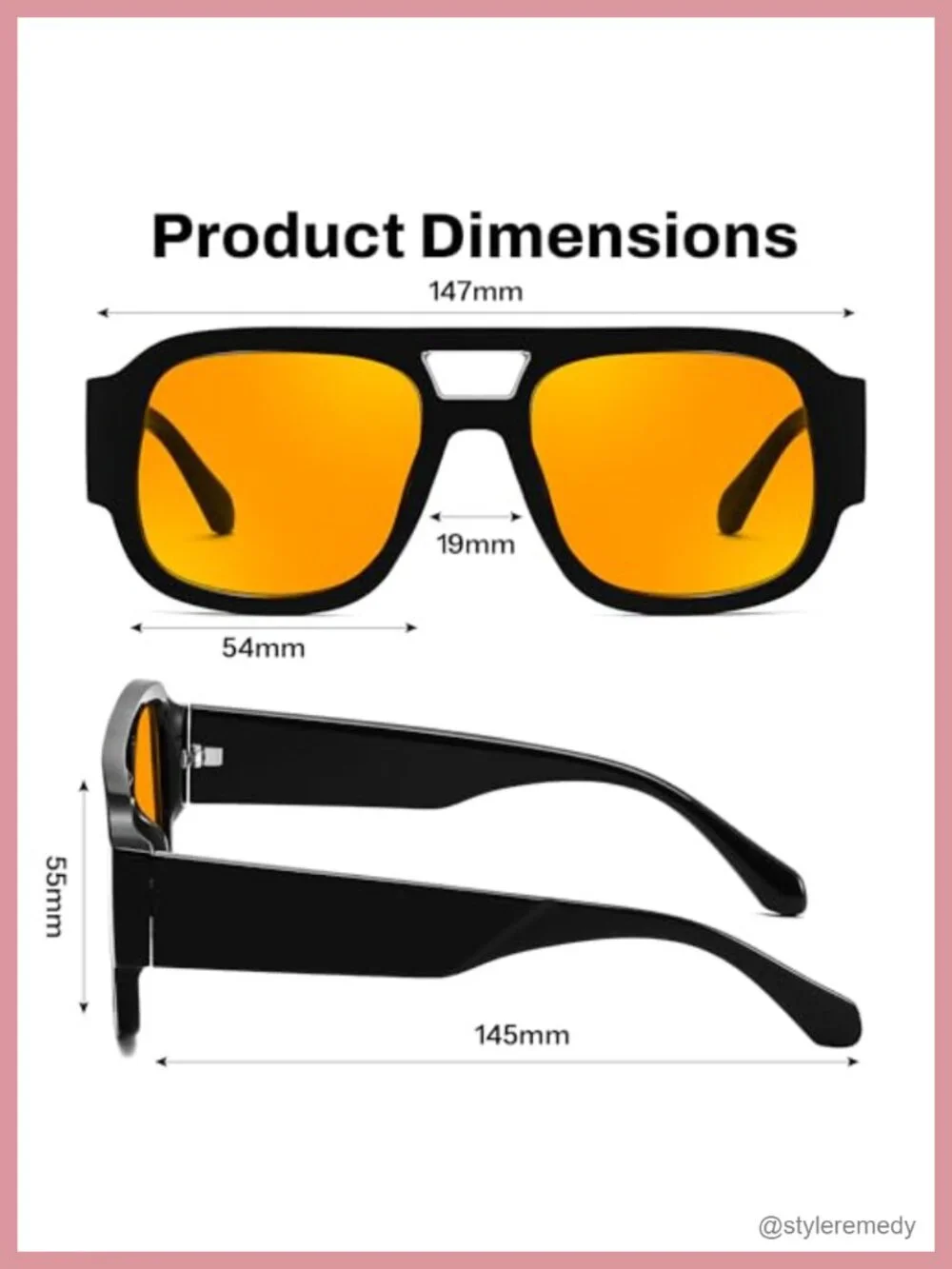 Retro Aviator Double Bridge Square Pilot Sunglasses UV400 Protection
